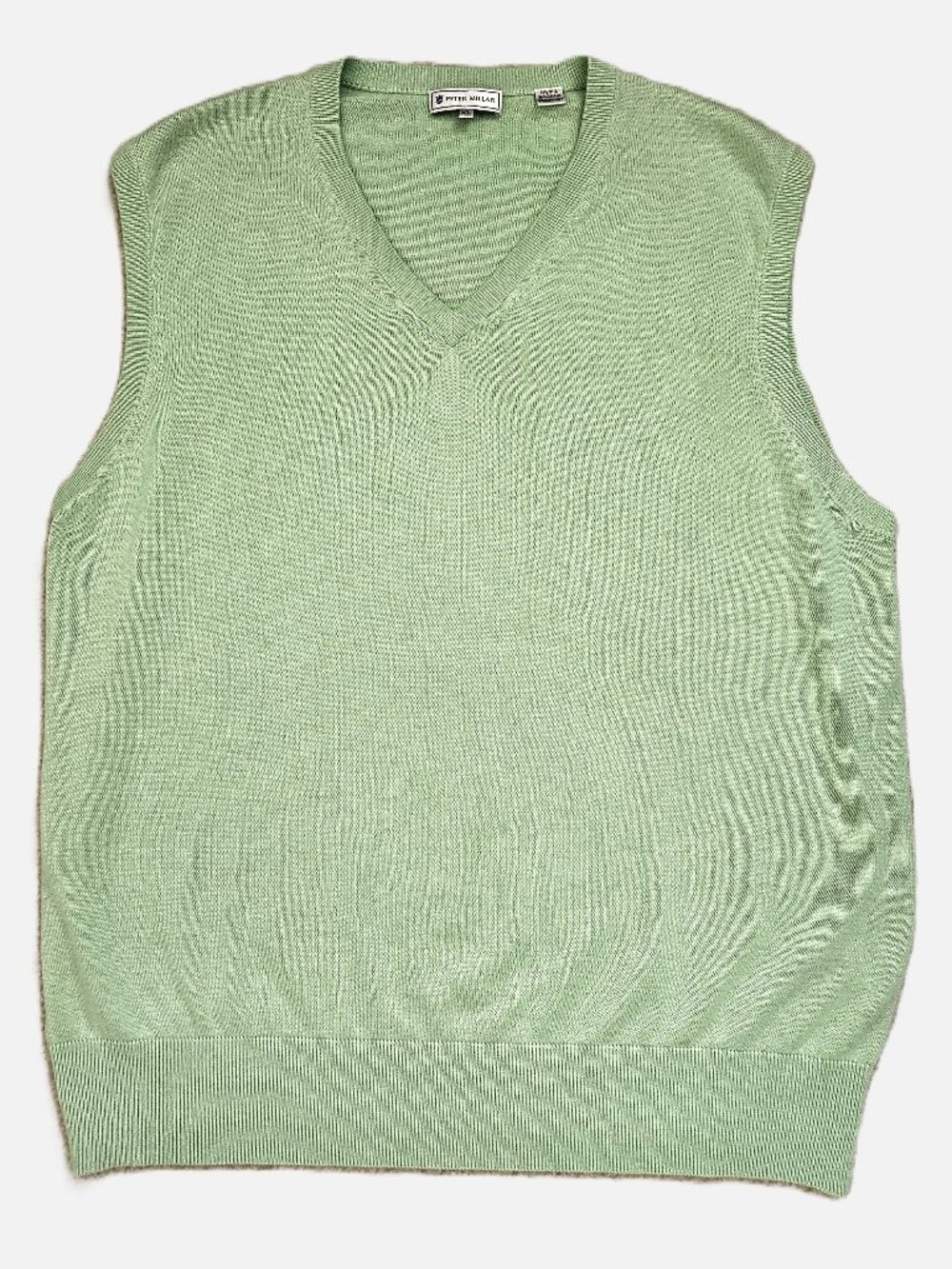 Peter Millar Silk‑Cotton Sweater Vest – Green – Men’s XL
